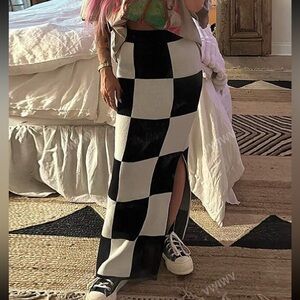 Black and White Checkered Skirt